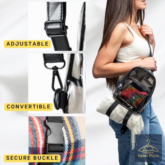 Anti-Theft Clear Mini Backpack Convertible Straps for Festivals Concerts main image 7